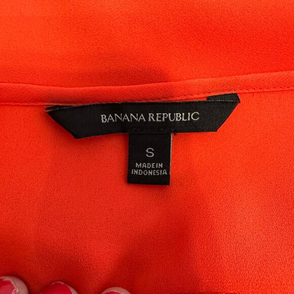 Banana Republic Blouse WMNS S Orange Short Sleeve Ruffle Layered Cap Sleeve Top - Picture 6 of 8